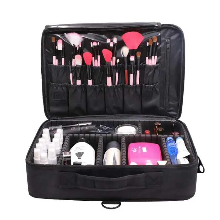 Waterproof Polyester Oxford Eyebrow Tattoo Case Black Red 3 Layer Bag Cosmetic Makeup Permanent Makeup Bag For Microblading Tool