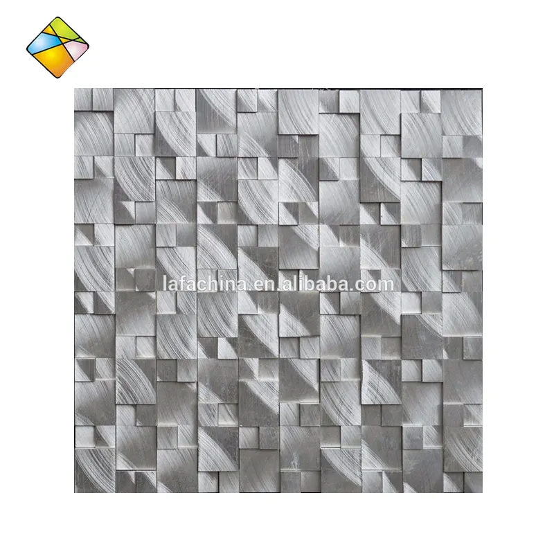 3D Effetto Modello In Metallo Mosaico A Parete In Alluminio Argento Piastrelle di Mosaico