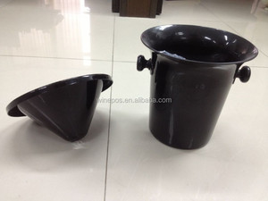 Cubo de hielo de cerámica negra con tapa y asas para enfriar vino - Product Image 5