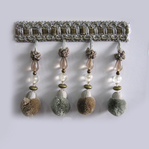 Gros Durable Pas Cher Brun Foncé Perlé Pom Pom <span class=keywords><strong>Frange</strong></span> - Product Image 3