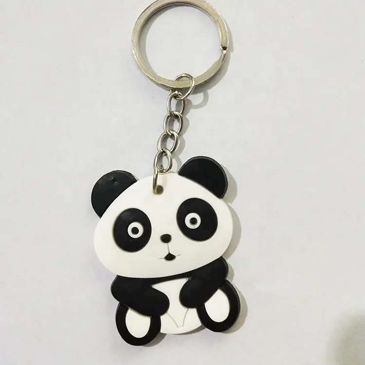 2D benutzer definierte Logo Form Werbe geschenk Gummi Panda Logo Schlüssel ring