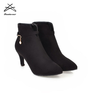 Stivaletti da <span class=keywords><strong>Donna</strong></span> Sexy con Tacco Alto Rosso Vino Stile Romano 2018 - Product Image 5