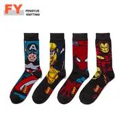 FY-II-0813 çorap özel tasarım desen karikatür anime süper kahraman ekip adam pamuk oem moda çorap erkekler için