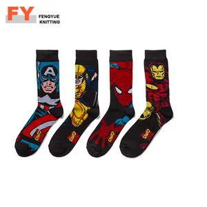 FY-II-0813 meias padrão de design personalizado Dos Desenhos Animados anime herói super homem algodão tripulação oem moda meias para homens