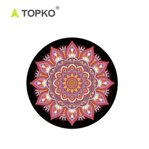 TOPKO Groothandel Custom Print Ronde Rubber Microfiber Suède Pilates Yoga Mat