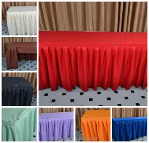 शादी की मेज झालर साटन बॉक्स pleats मेज स्कर्ट