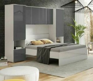 <span class=keywords><strong>Armadio</strong></span> <span class=keywords><strong>a</strong></span> <span class=keywords><strong>Ponte</strong></span> Pride Grigio Lucido Combinazione Unità Contenitore da Parete - Product Image 2