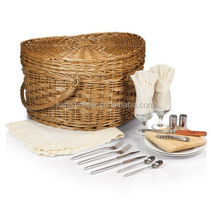 Alta qualidade coração forma vime piquenique cesta para 4 pessoa com talheres - Product Image 4