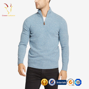 남성용 하프 집업 100% 캐시미어 니트 스웨터 - Product Image 4