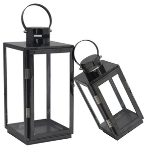 Home Decorative Metal <strong>Black</strong> Vintage Square Stainless Steel <strong>Lantern</strong> - Product Image 2