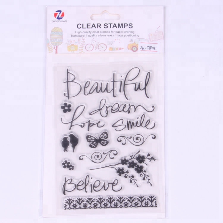 Резиновый штамп с изображением бабочки и цветов для самостоятельной сборки