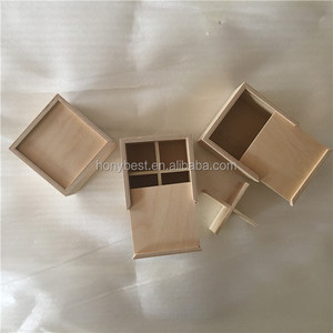 Pequeña <span class=keywords><strong>caja</strong></span> de regalo cuadrada de madera contrachapada de abedul sin terminar al por mayor, organizador de pastillas, tapa deslizante, <span class=keywords><strong>caja</strong></span> de té de madera con compartimentos extraíbles - Product Image 5
