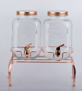 2 pièces 4L distributeur De Jus de verre avec robinet en plastique et support en métal CCP804C-4/2T2 - Product Image 3
