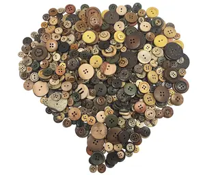 Natural Round Buttons Brown Wood Coconut Buttons Flatbacks Vintage Retro Round Wood Buttons for Craft/ Sewing