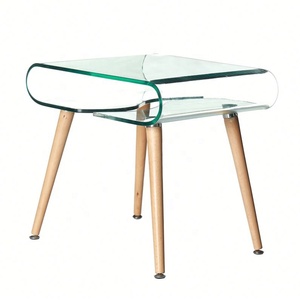 Furniture Design Bent <strong>Glass</strong> Side <strong>Table</strong> Clear <strong>Curved</strong> Bent <strong>Glass</strong> <strong>Table</strong> Small <strong>Table</strong> Factory Sell Directly Price - Product Image 1
