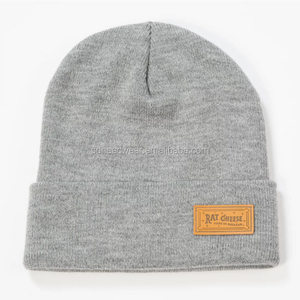 Design Your Own <strong>Custom</strong> <strong>Beanie</strong> <strong>with</strong> Leather Label Wholesale Manufacturer Leather Patch Knit <strong>Beanie</strong> - Product Image 5