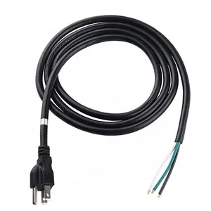 3 Prong Power Cord with Open Wiring 15A Power Cord with Open End Pigtail Open power cord