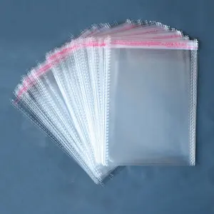 clear plastic pp cpp self-adhesive poly bag with glue tape