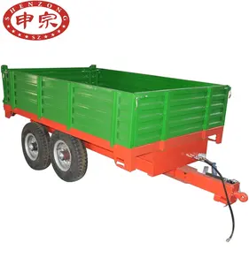 Tandem axle 5 ton sampah hidrolik tip trailer traktor pertanian