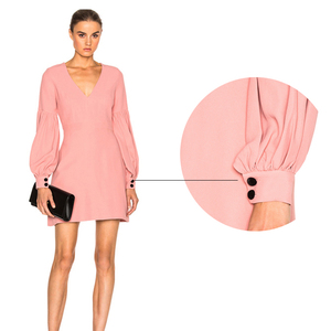 Nueva moda Pink back-zip manga larga Ladies mini <span class=keywords><strong>vestido</strong></span> profesional - Product Image 4