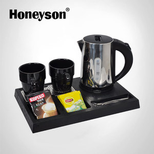 Honeyson quarto de hotel prata 0.6L bandeja de chá chaleira elétrica sem fio - Product Image 1