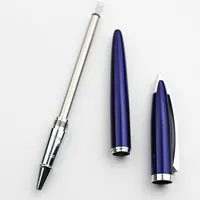RCRO-022 Elegant Smooth Writing Blue Roller Ball Pen Promotional Metal Silver Trims Gel Pens Stationery