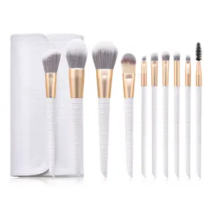 Atacado Cusrom Logotipo Personalizado 10 Pcs Pincéis de Maquiagem Set White Crocodile Vegan Make Up Escovas Cosméticas Para Maquiagem