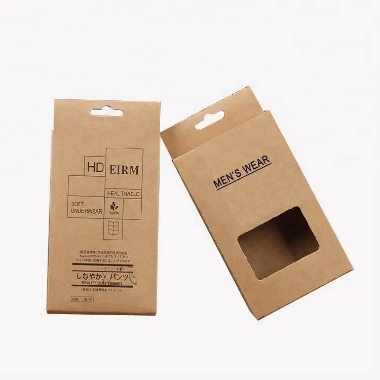 मोजे के लिए रीसायकल फांसी छोटे भूरे रंग के कागज बॉक्स पैकेजिंग