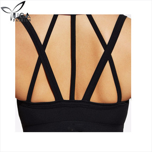 Sujetador deportivo de tiras negro para mujer personalizado al por mayor de fábrica de China - Product Image 5