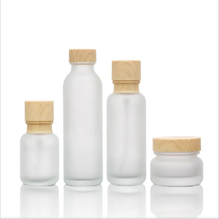 30/50/40/60/80/100/120/150Ml Alle Luxe Glas Biologisch Afbreekbare Fles Cosmetica Lotion Fles Met Houten Dop