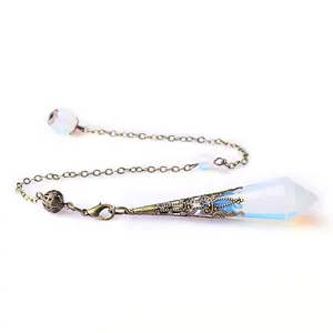 Style Clear Crystal Quartz Simple Customized Packaging Buddhism Feng Shui India Diamond Shaped Crystal Carved Crystal Pendulum