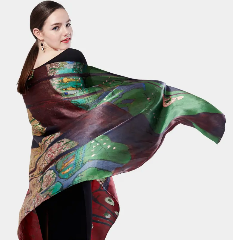 कस्टम मुद्रण मुद्रित 100% शुद्ध रेशम साटन वर्ग गर्दन स्कार्फ डिजाइनर शैलियों रेशम स्कार्फ देवियों महिलाओं के लिए