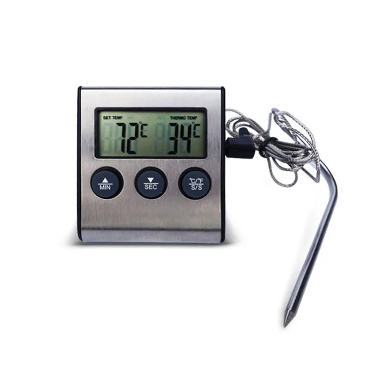 Digital Koken Eten Probe Vlees Bbq Grill Thermometer Voor Roker Oven Keuken Thermometer Met Klok Timer