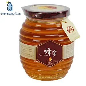 clear cheap round glass honey jars with Metal Lid wholesale