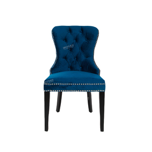 <span class=keywords><strong>Wingback</strong></span> cadeira de jantar contemporânea <span class=keywords><strong>chesterfield</strong></span> estofados de veludo azul escuro - Product Image 2