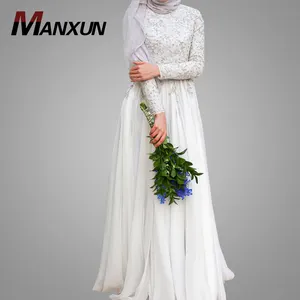 Haute qualité dubaï Abaya élégant blanc musulman <span class=keywords><strong>Costume</strong></span> de mariage robe mince à manches longues jupe <span class=keywords><strong>Extra</strong></span> longue islamique Burqa vêtements - Product Image 1