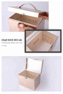 Professional Luxury Leather Mirror Vanity Cosmetic <strong>Makeup</strong> <strong>Box</strong> - Product Image 4