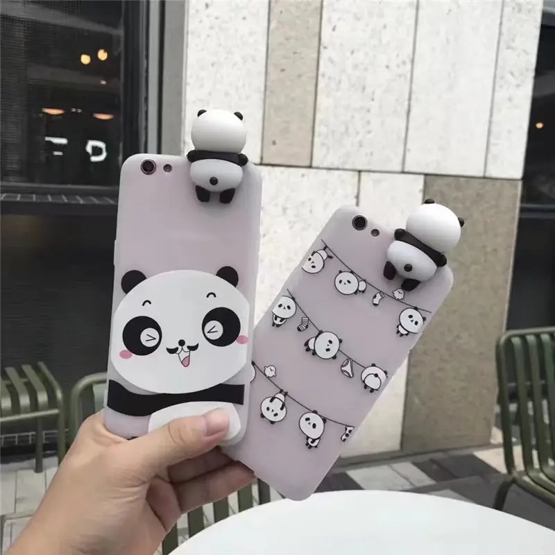 Casing Ponsel Iphone 6 6S 6Plus 8 X, Casing Silikon Tpu Lembut Panda Kartun Imut, Penutup Belakang Coque untuk Ip 7 7 Plus Fundas
