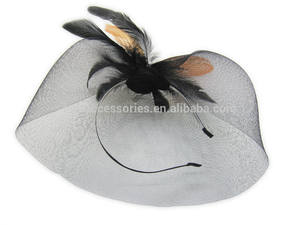 la moda de malla negro pluma y la banda de alice para la <span class=keywords><strong>fiesta</strong></span> - Product Image 2