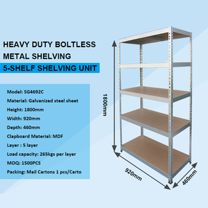 Kim Loại Sắt Garage 4 Kệ 5 Tier Boltless Rivet Dễ Dàng Lắp Ráp Kệ Lưu Trữ Có Thể Điều Chỉnh Để Bán - Product Image 5