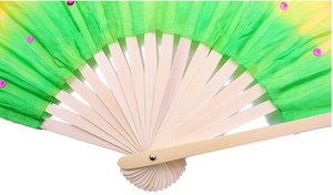 Abanico de baile del vientre con velos, abanico <span class=keywords><strong>plegable</strong></span> de bambú de mano corta para práctica de <span class=keywords><strong>bailarina</strong></span> de vientre, Color degradado - Product Image 5
