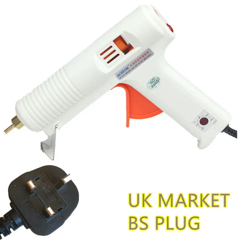BS plug UK MARKET Glue gun 220v 120W Hot Melt Glue Gun Professional Adjustable Temperature Fit 11mm Stick Graft Repair