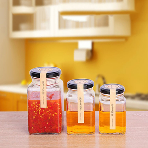 Conteneur de stockage carré pour <span class=keywords><strong>maison</strong></span> Bouteilles vides Bouteilles de sauce en conserve Miel givré Épice <span class=keywords><strong>Cornichon</strong></span> Confiture <span class=keywords><strong>Bocal</strong></span> maçon en verre avec couvercle - Product Image 3