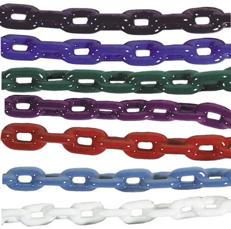AISI 304 316 Stainless Steel DIN763 766 Coloured Traffic Roadway Safety Plastic Coated Link Chain Manufacturing