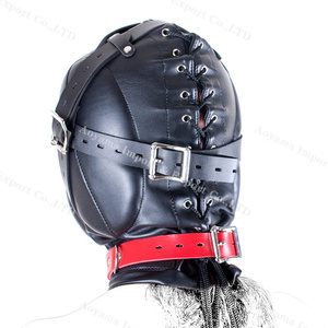 Esclave Flirt punir pour Couple couvre-chef entièrement fermé <span class=keywords><strong>masque</strong></span> de sexe harnais <span class=keywords><strong>masque</strong></span> de tête contraintes capuche restrictive avec ceinture en cuir - Product Image 6