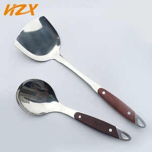 تصميم ديلوكس من الفولاذ المقاوم للصدأ مجموعة أواني المطبخ دي cocina مقبض خشبي أواني المطبخ الفولاذ المقاوم للصدأ مقشدة الحساء - Product Image 5