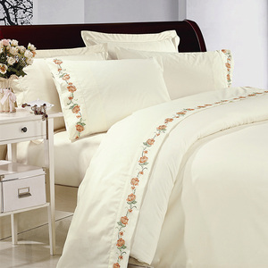 Parure de lit 100% coton, <span class=keywords><strong>drap</strong></span>-housse de couleur unie, motif floral, queen size - Product Image 2