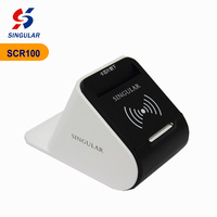 Lector de Tarjetas IC RFID NFC Certificado por OEM Singular SCR100-3, Encriptación DES/3DES, Compatible con ISO14443 Tipo A&B, 2 Tarjetas PSAM Integradas