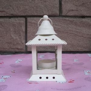 Lanterne <span class=keywords><strong>à</strong></span> bougie antique en métal blanc pour jardin, lanterne <span class=keywords><strong>à</strong></span> bougie tempête - Product Image 2