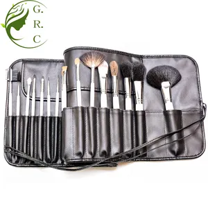 Multi-use professional wooden premium animal hair 32pcs makeup brushes set with pu case